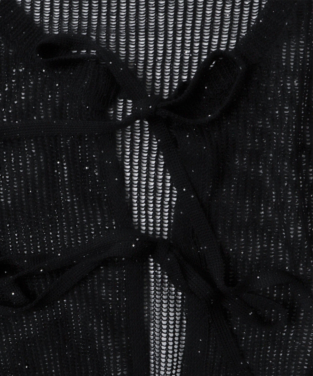 スパンコールメッシュニットカーデ