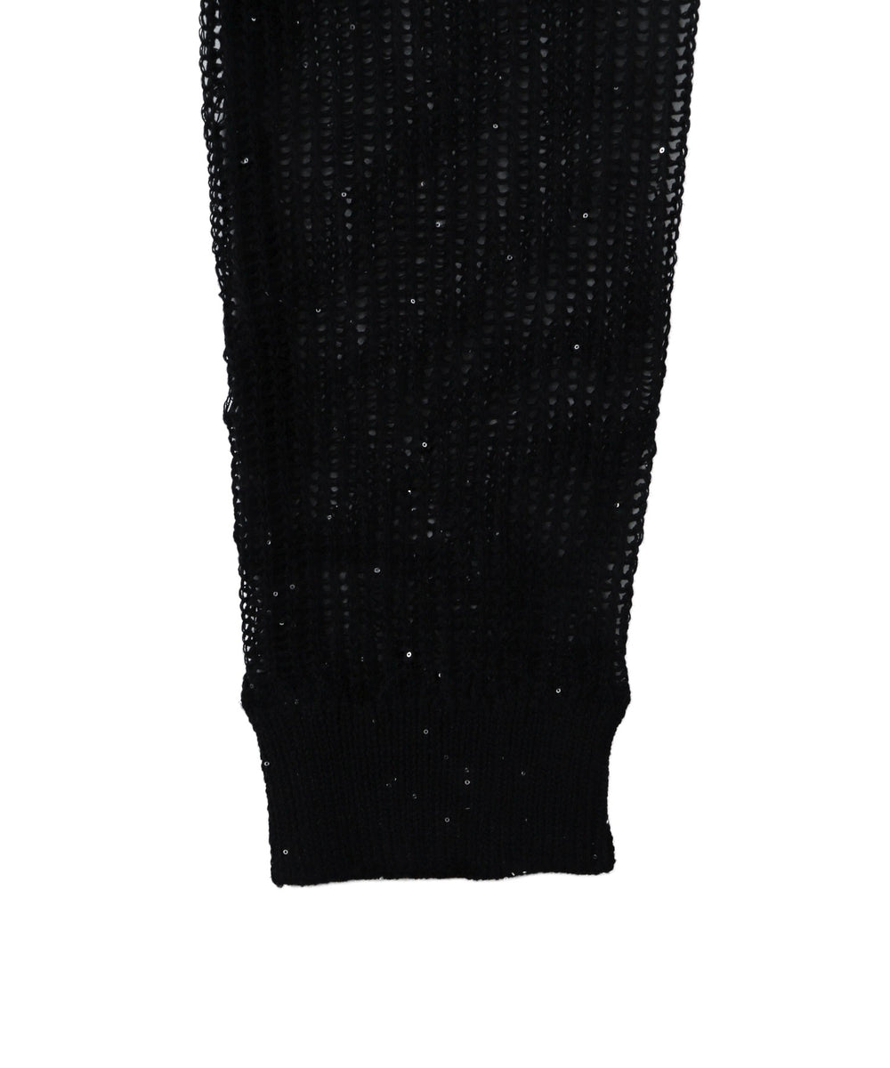 スパンコールメッシュニットカーデ