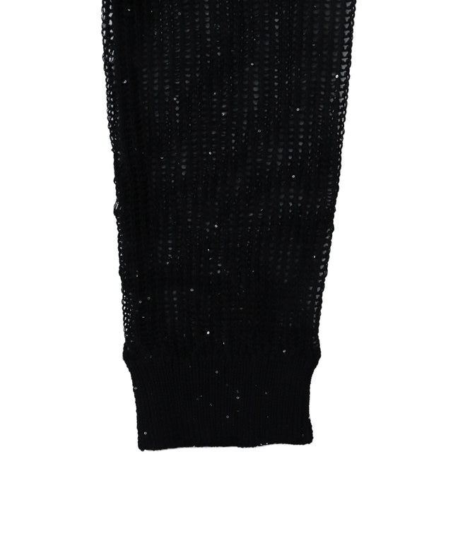 スパンコールメッシュニットカーデ