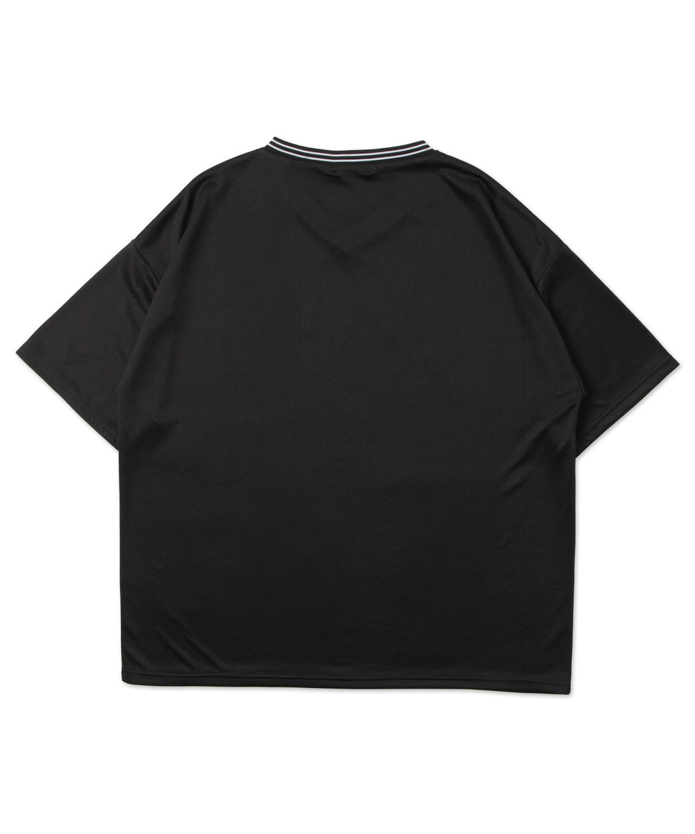 アクセ付きラインリブメッシュプルオーバー