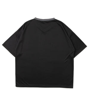 アクセ付きラインリブメッシュプルオーバー