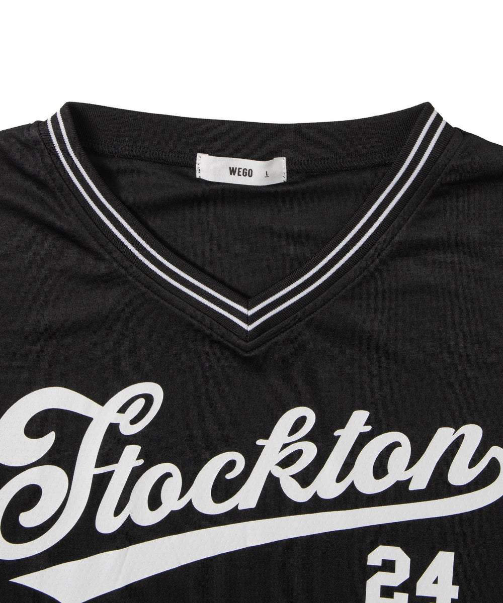 アクセ付きラインリブメッシュプルオーバー