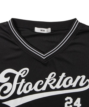 アクセ付きラインリブメッシュプルオーバー