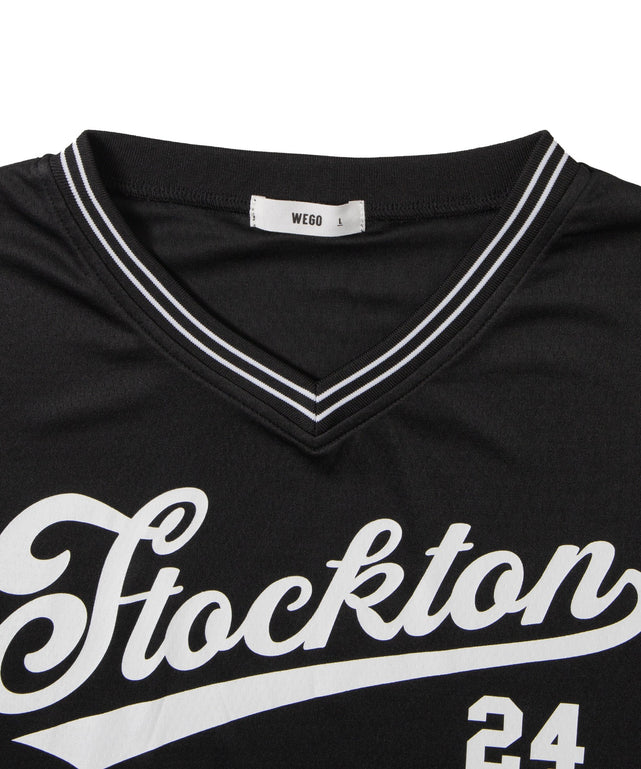 アクセ付きラインリブメッシュプルオーバー