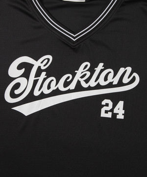 アクセ付きラインリブメッシュプルオーバー