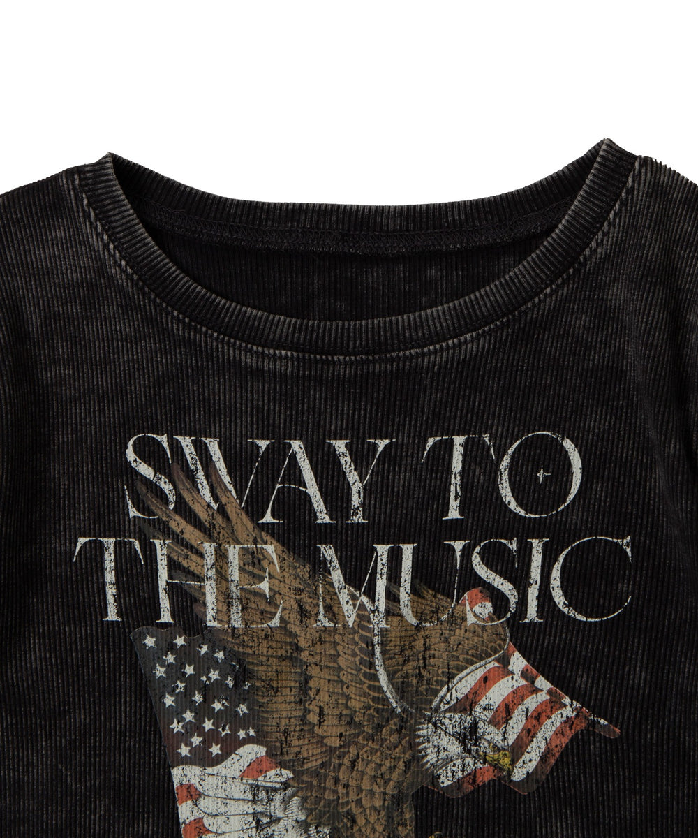 ヴィンテージウォッシュグラフィックリブT