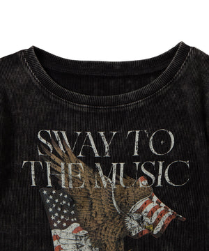 ヴィンテージウォッシュグラフィックリブT