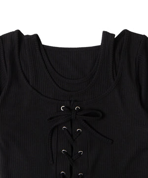 レイヤードレースアップトップス