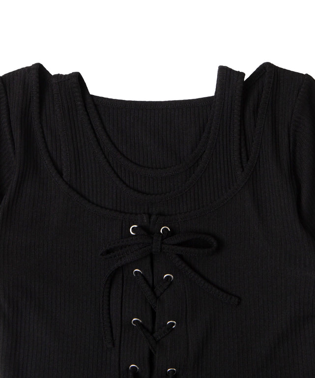 レイヤードレースアップトップス