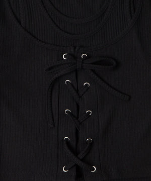 レイヤードレースアップトップス