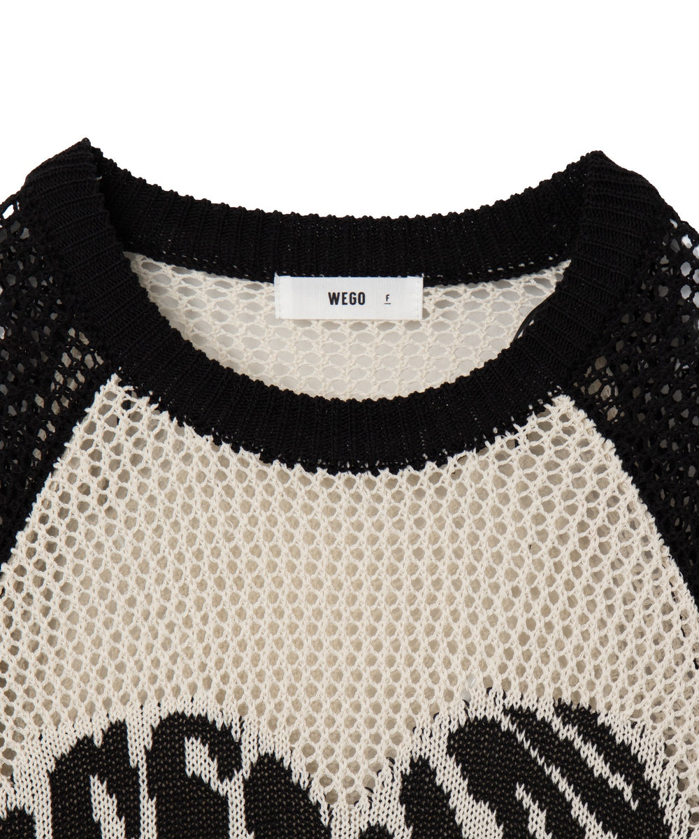 ハートロゴビッグメッシュニットT