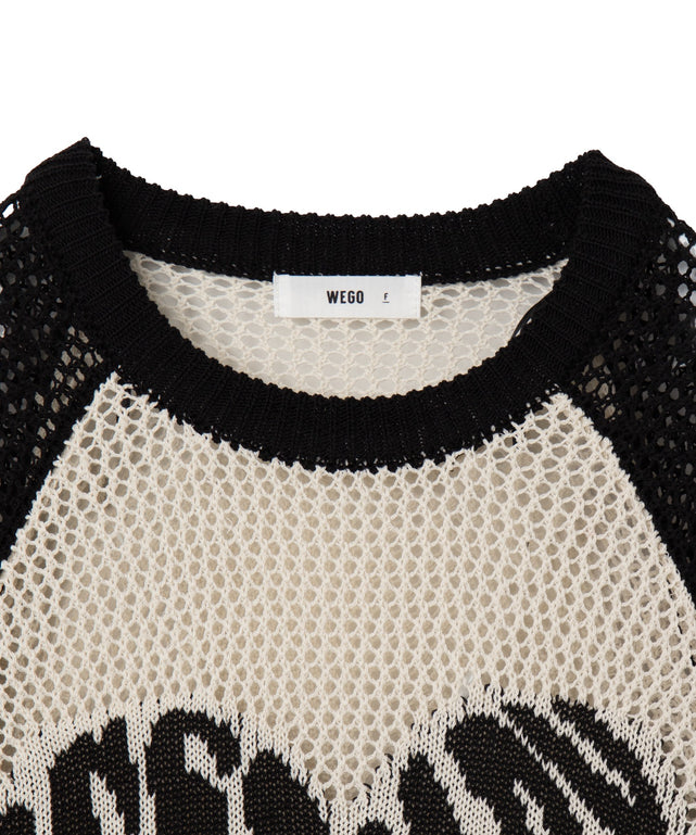 ハートロゴビッグメッシュニットT