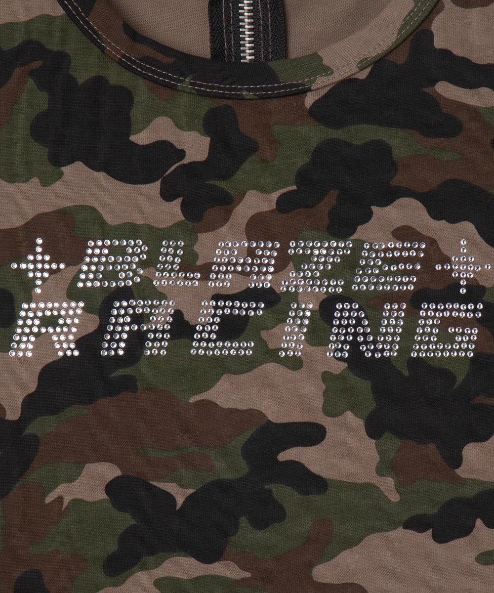 迷彩ロゴラインストーンタンクトップ