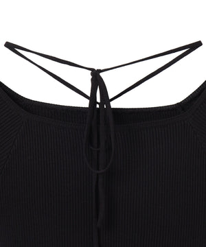 チョーカーリボン付きオフショルニット