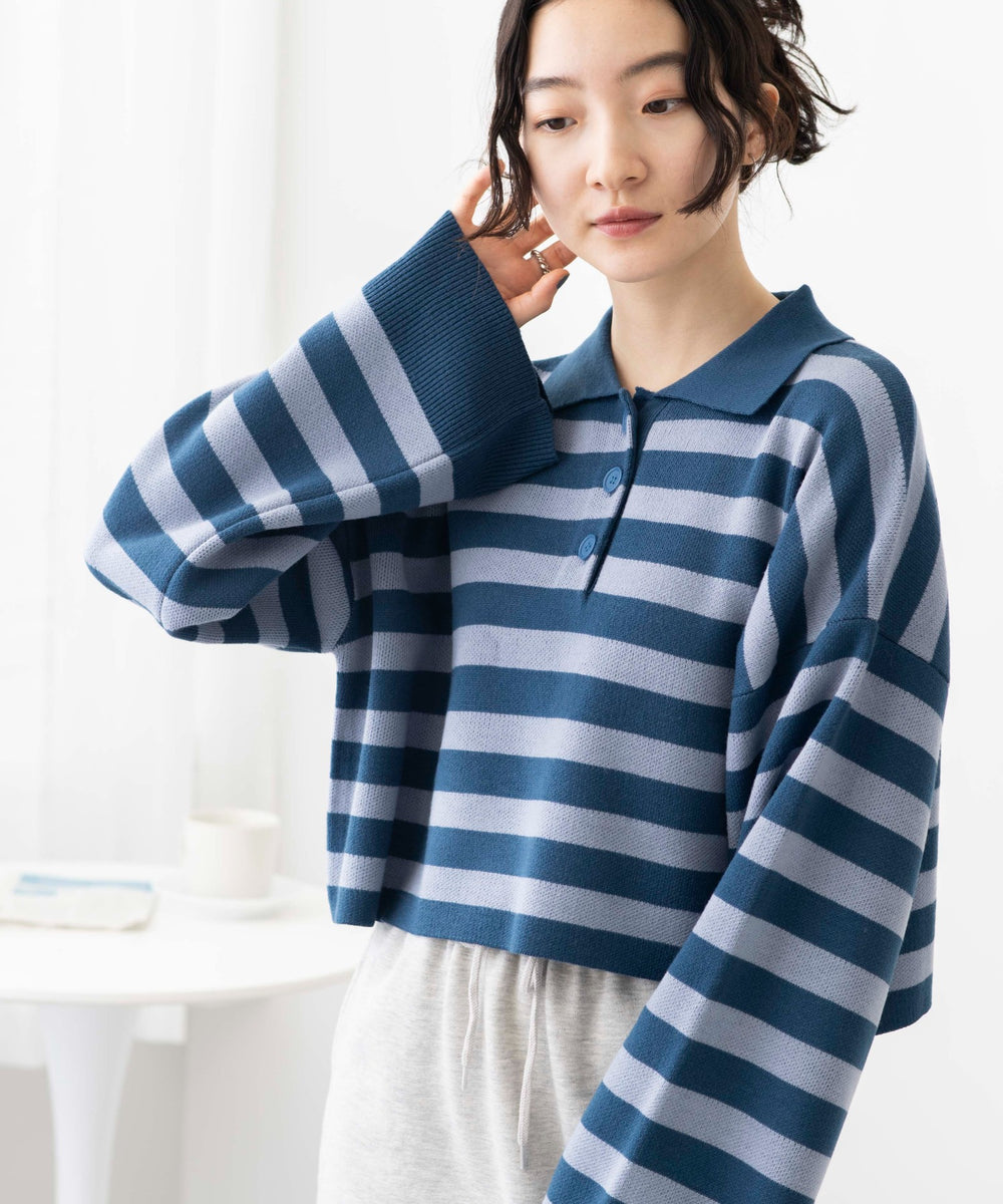 ブルー系ボーダー　モデル:163cm F着用