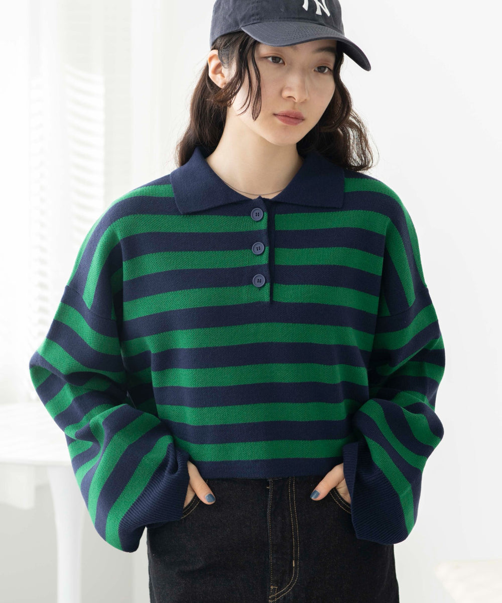 グリーン系ボーダー　モデル:163cm F着用