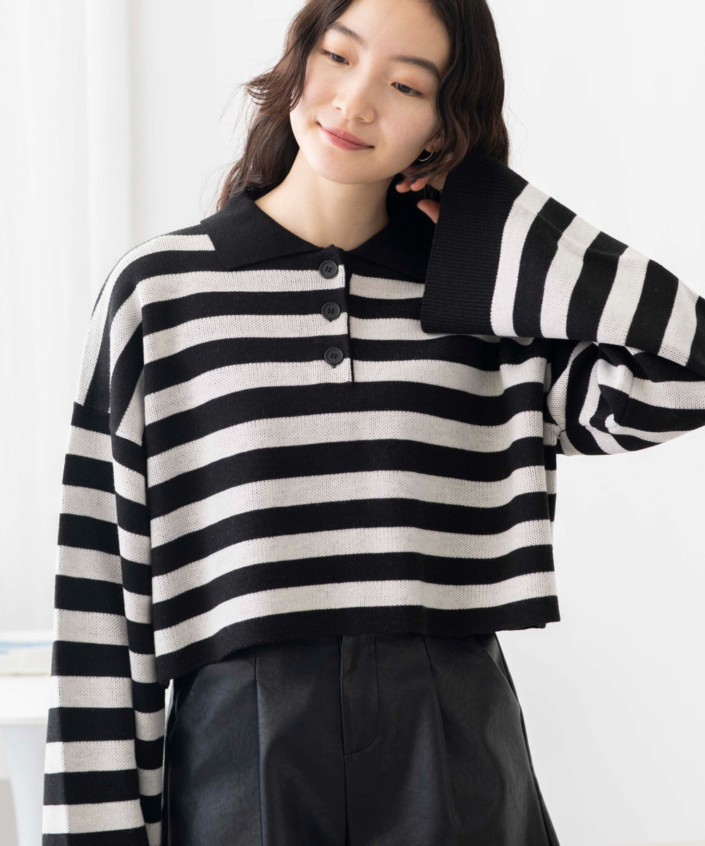 ブラック系ボーダー　モデル:163cm F着用