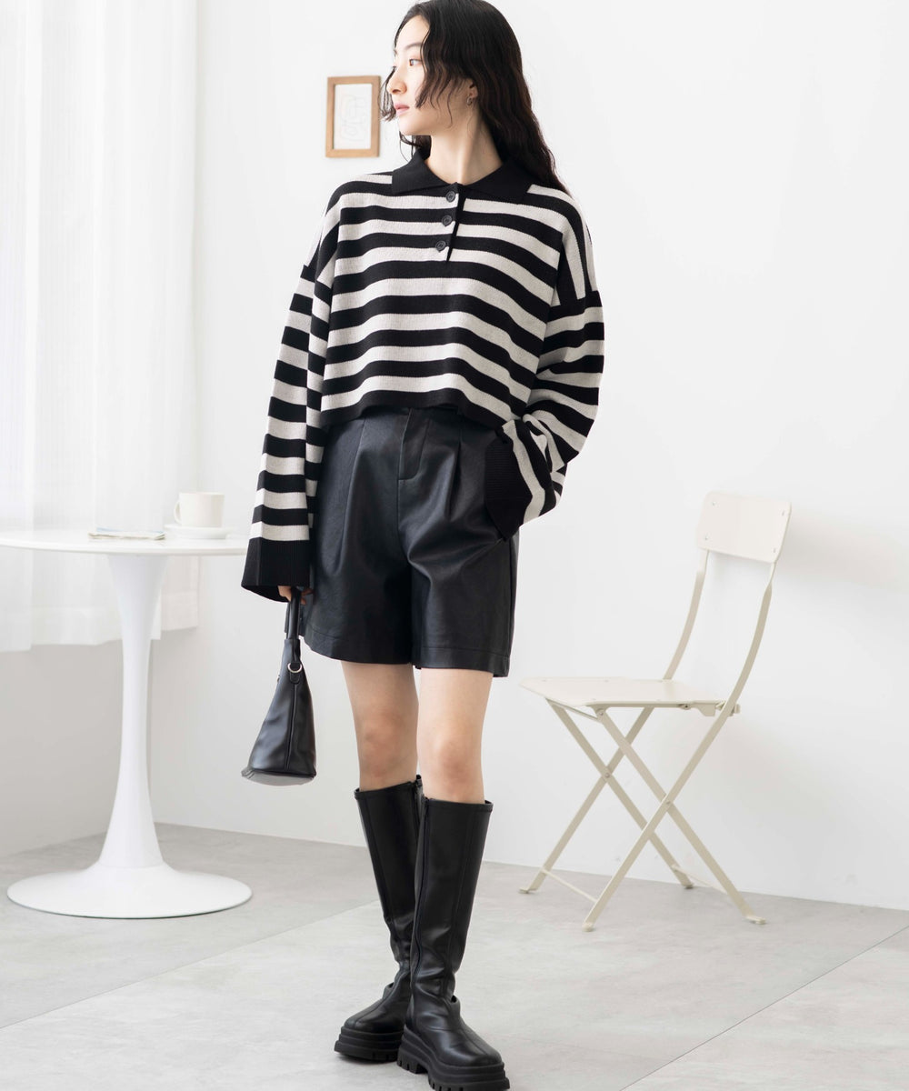 ブラック系ボーダー　モデル:163cm F着用