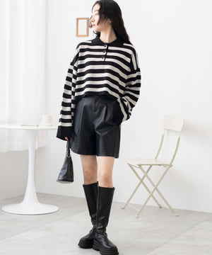 ブラック系ボーダー　モデル:163cm F着用