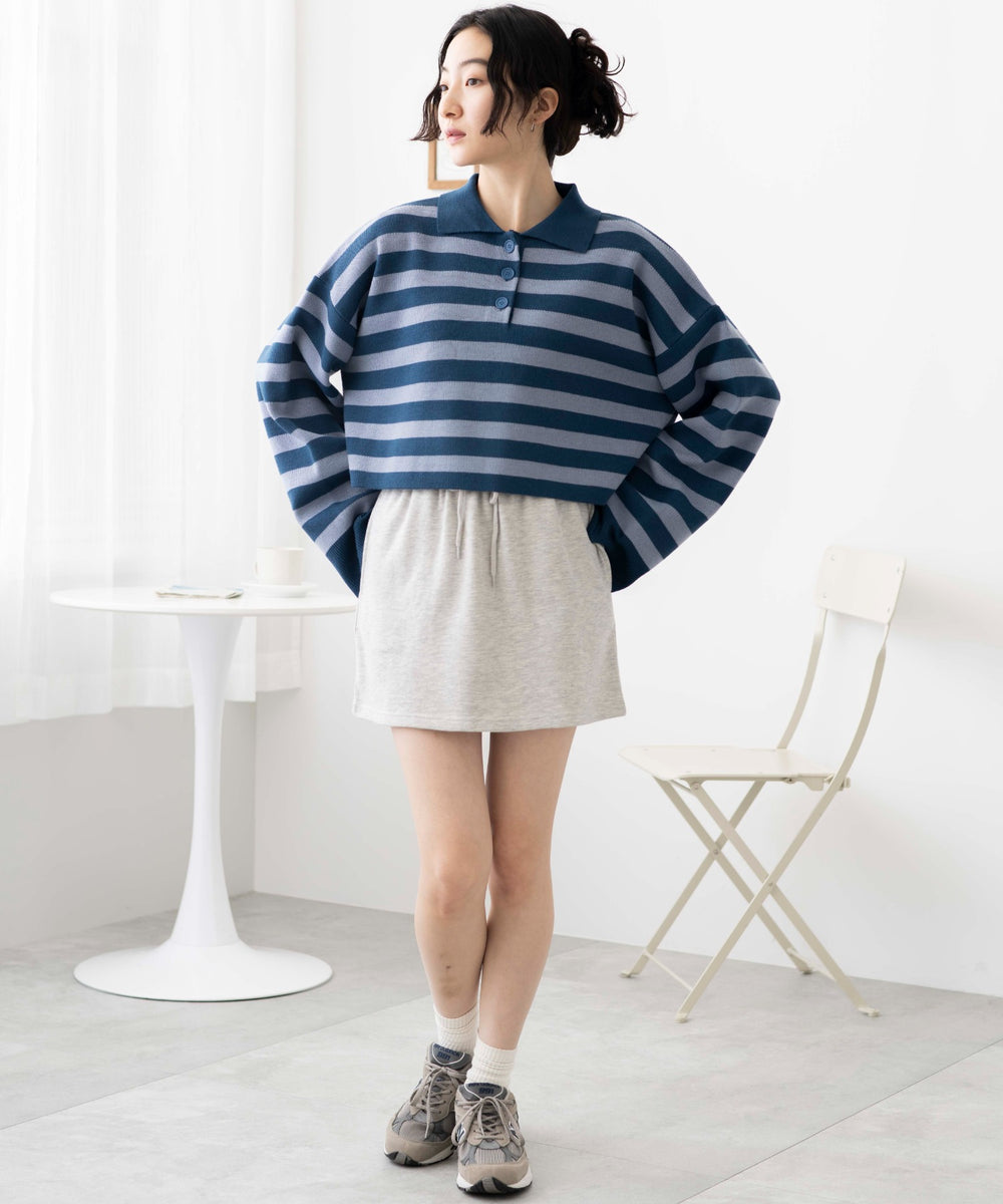 ブルー系ボーダー　モデル:163cm F着用