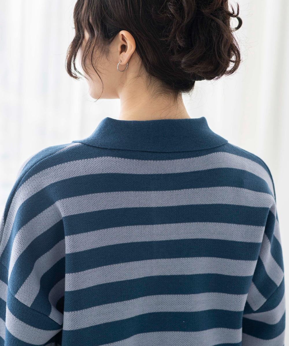 ブルー系ボーダー　モデル:163cm F着用