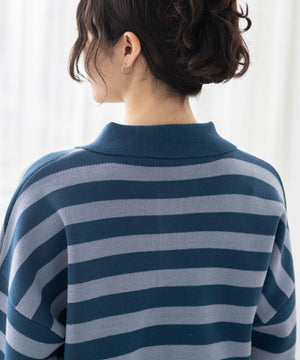 ブルー系ボーダー　モデル:163cm F着用