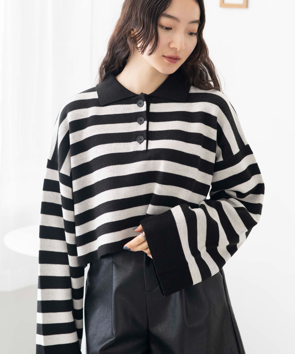 ブラック系ボーダー　モデル:163cm F着用