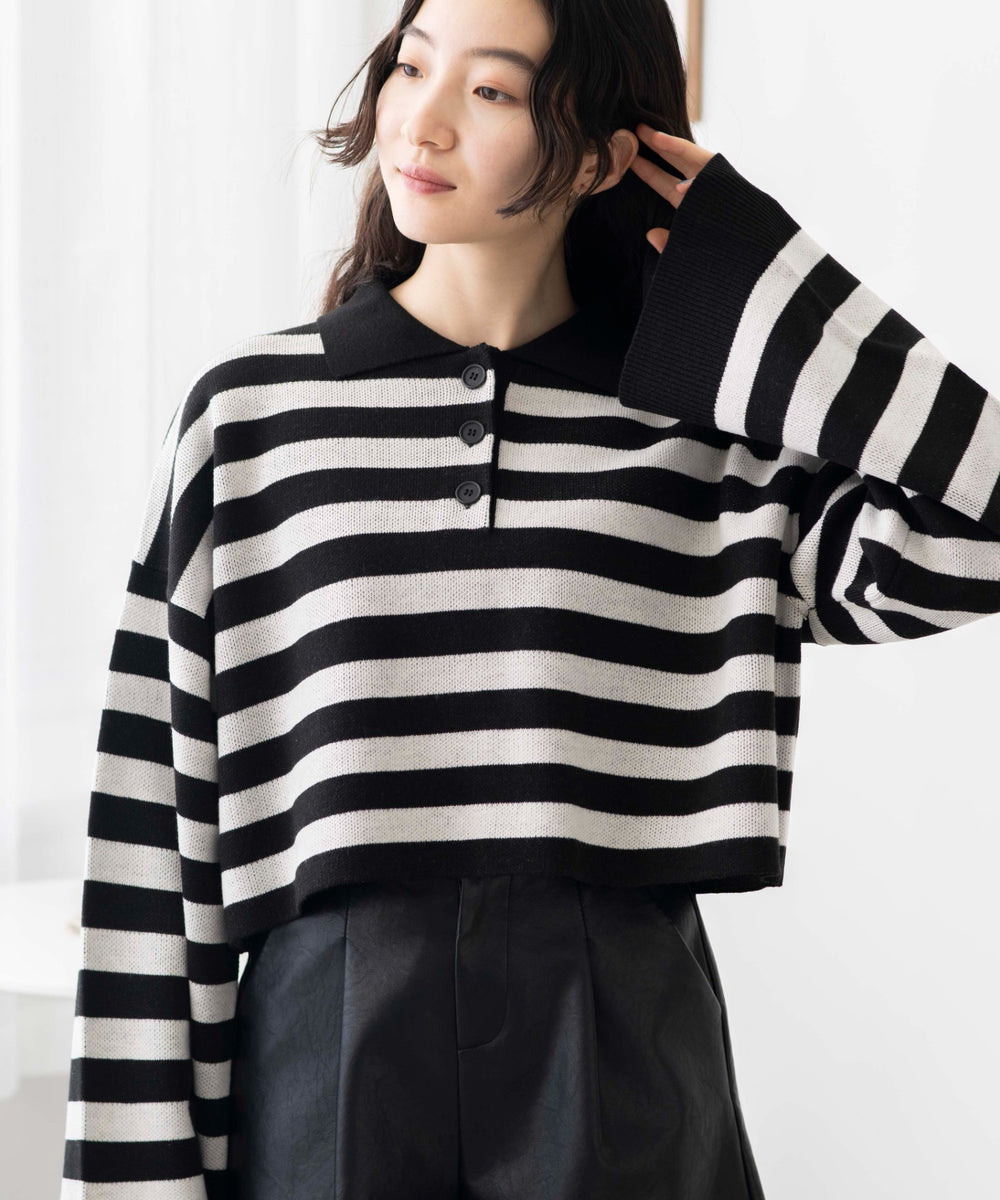 ブラック系ボーダー　モデル:163cm F着用