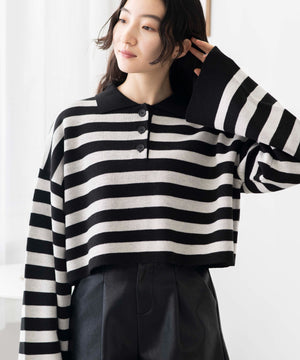 ブラック系ボーダー　モデル:163cm F着用
