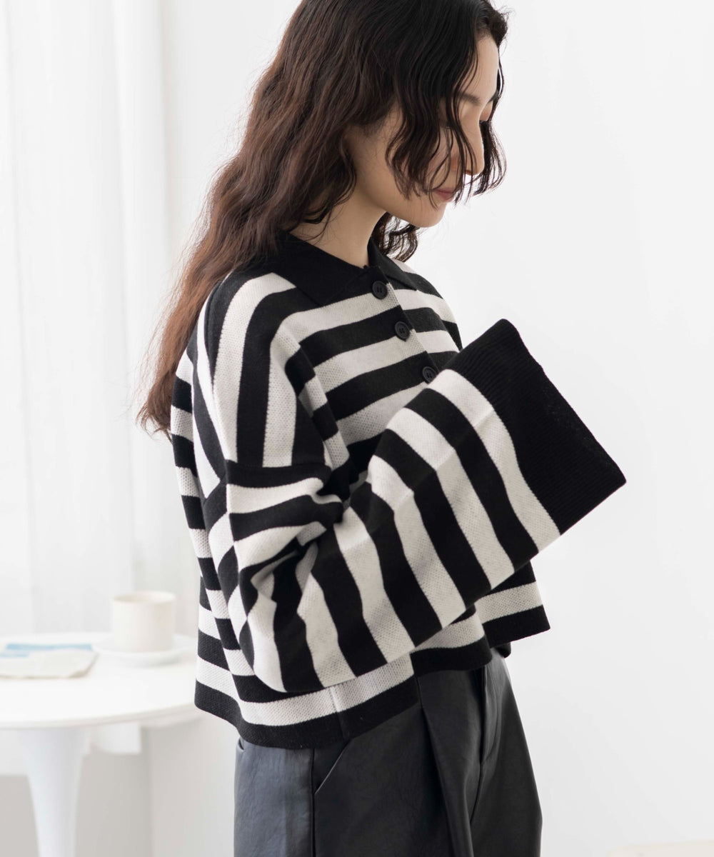 ブラック系ボーダー　モデル:163cm F着用