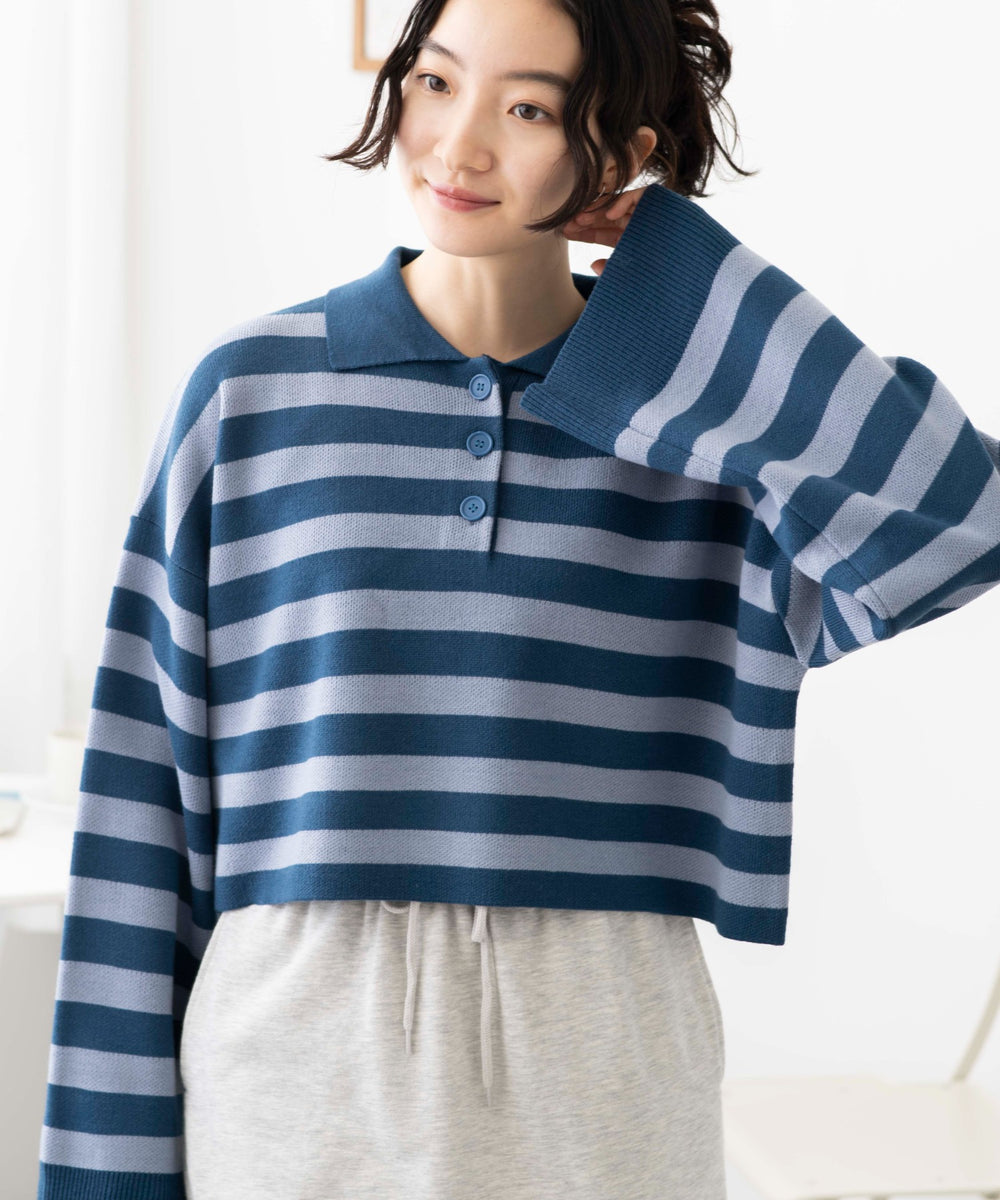 ブルー系ボーダー　モデル:163cm F着用