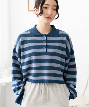 ブルー系ボーダー　モデル:163cm F着用