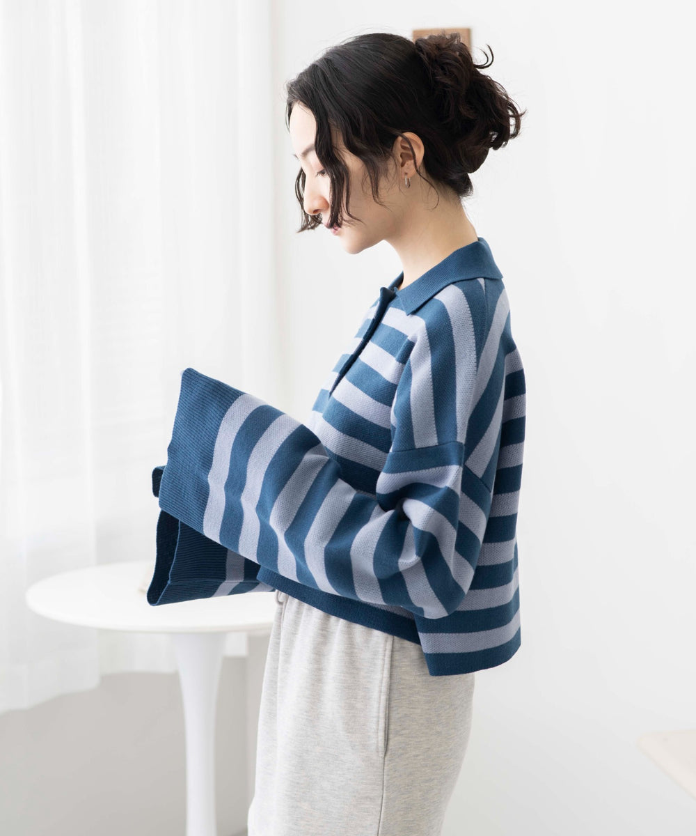 ブルー系ボーダー　モデル:163cm F着用