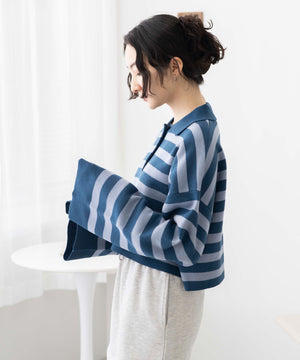 ブルー系ボーダー　モデル:163cm F着用