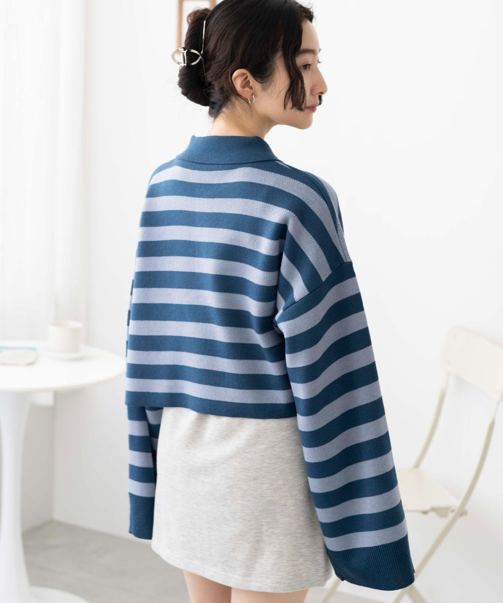 ブルー系ボーダー　モデル:163cm F着用