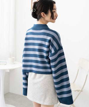 ブルー系ボーダー　モデル:163cm F着用