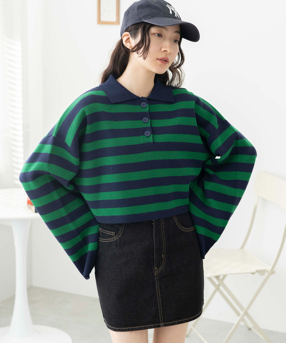 グリーン系ボーダー　モデル:163cm F着用