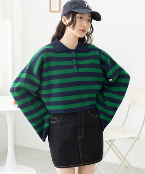 グリーン系ボーダー　モデル:163cm F着用