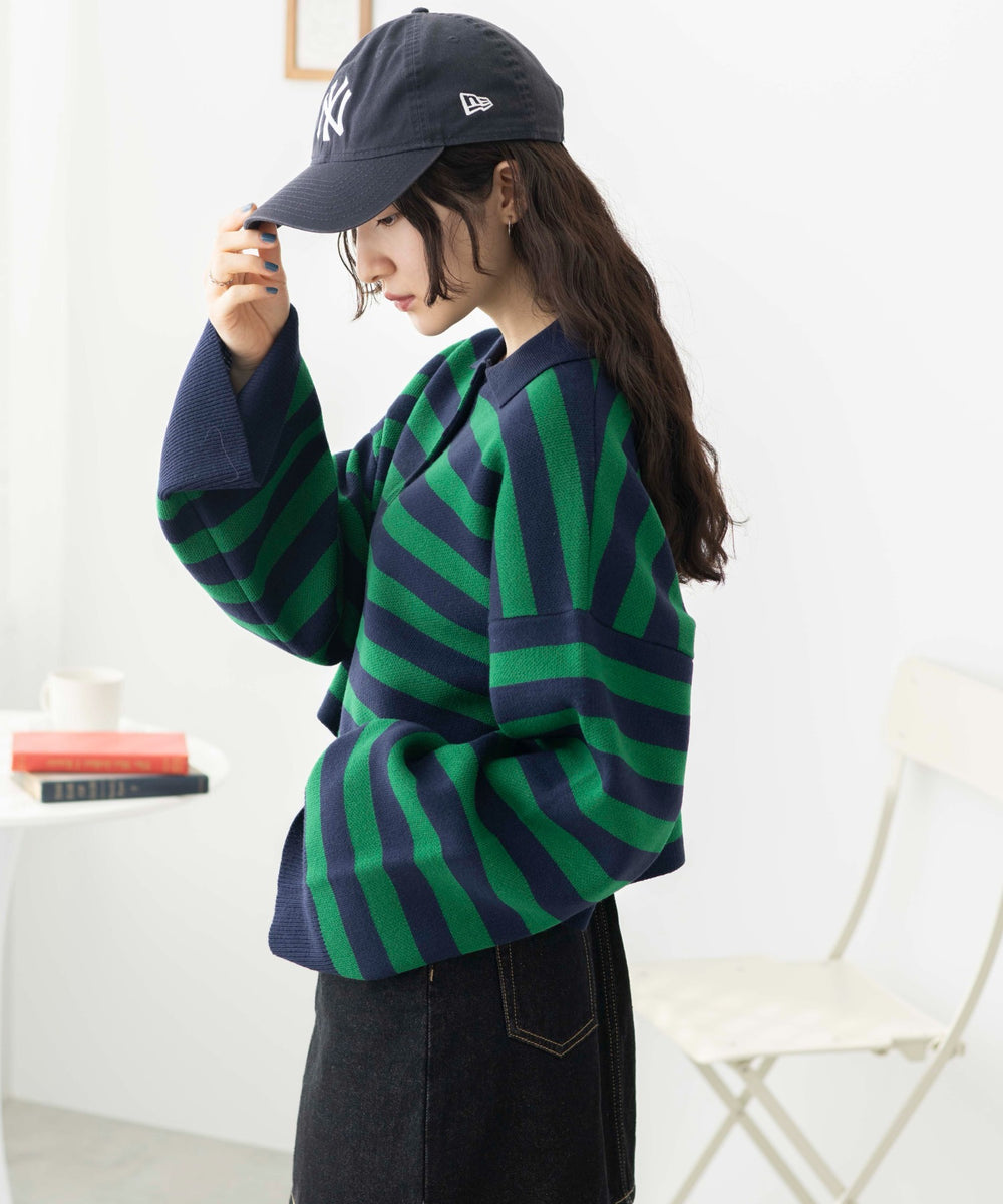 グリーン系ボーダー　モデル:163cm F着用