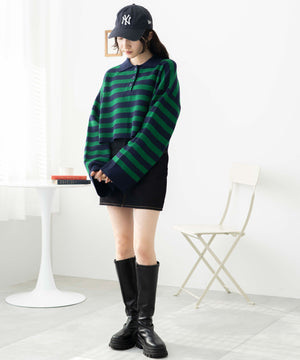 グリーン系ボーダー　モデル:163cm F着用