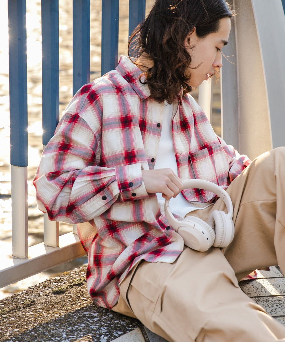 レッド系チェック モデル：174cm L着用