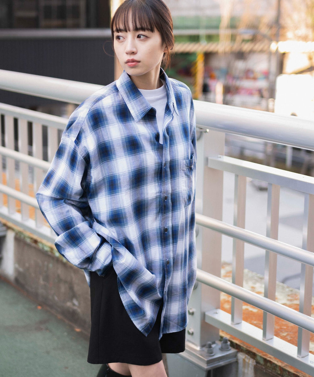 ブルー系チェック モデル：160cm M着用