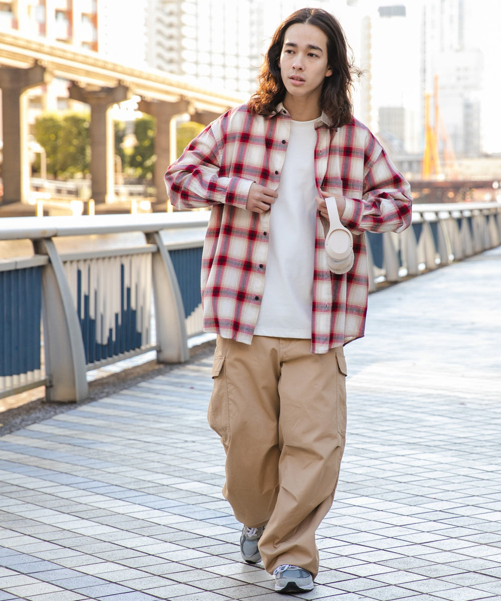 レッド系チェック モデル：174cm L着用