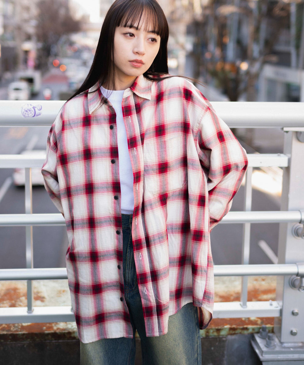 レッド系チェック モデル：160cm M着用