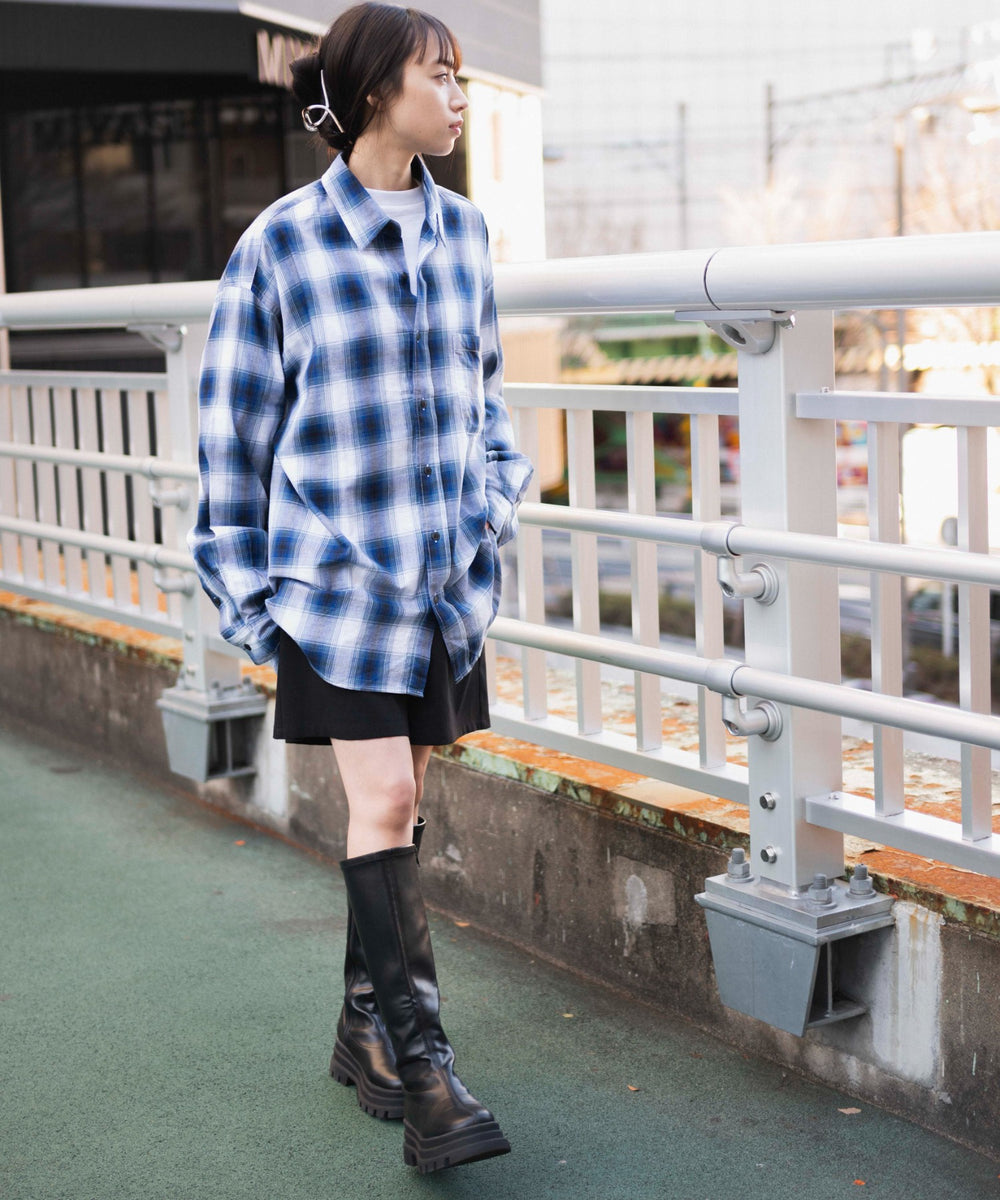 ブルー系チェック モデル：160cm M着用