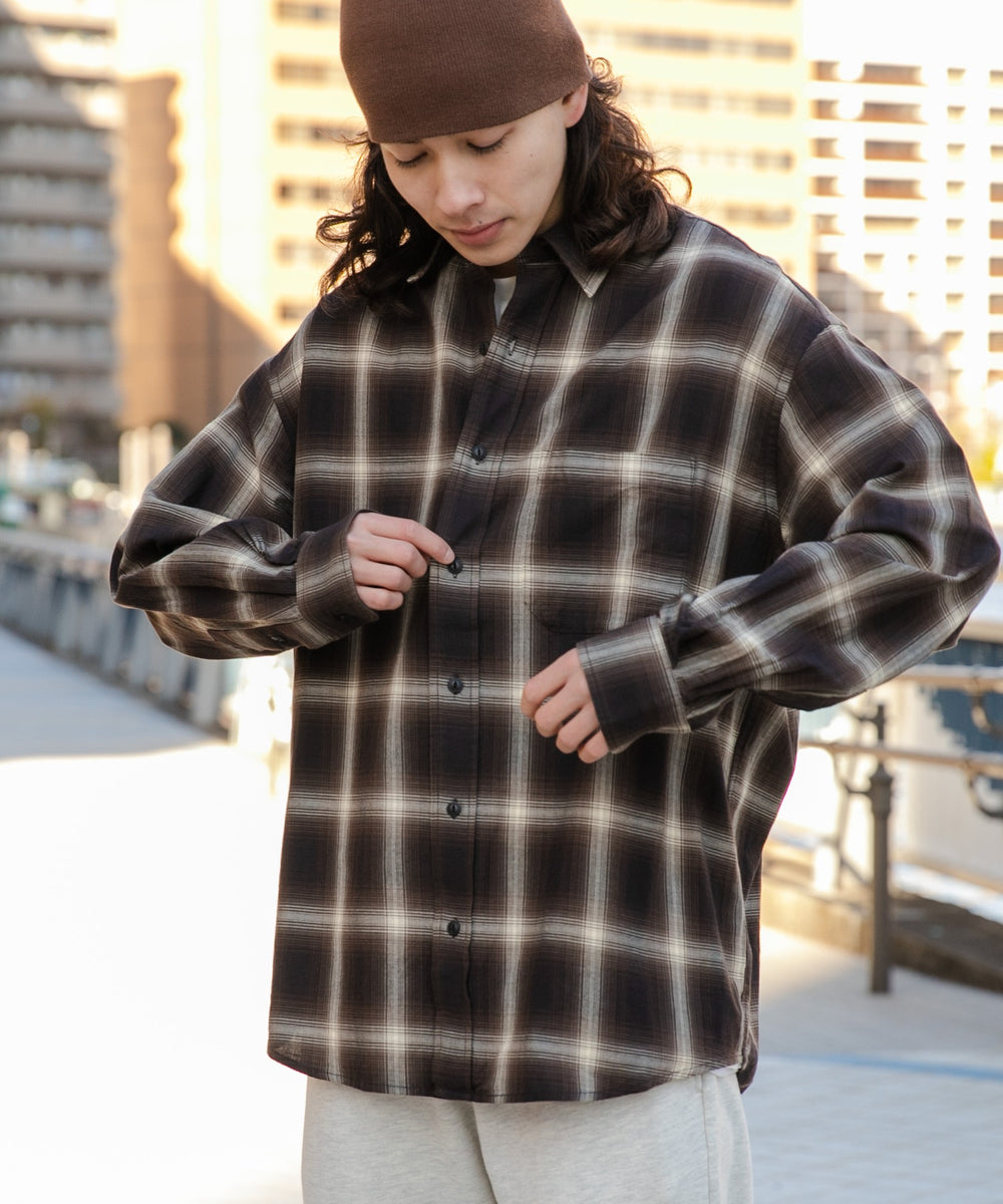 ブラウン系チェック モデル：174cm L着用