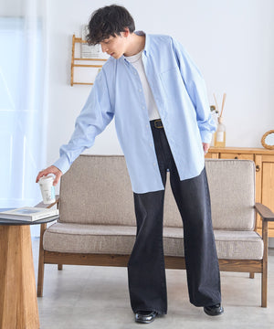 ブルー系ストライプ  モデル：175cm L着用