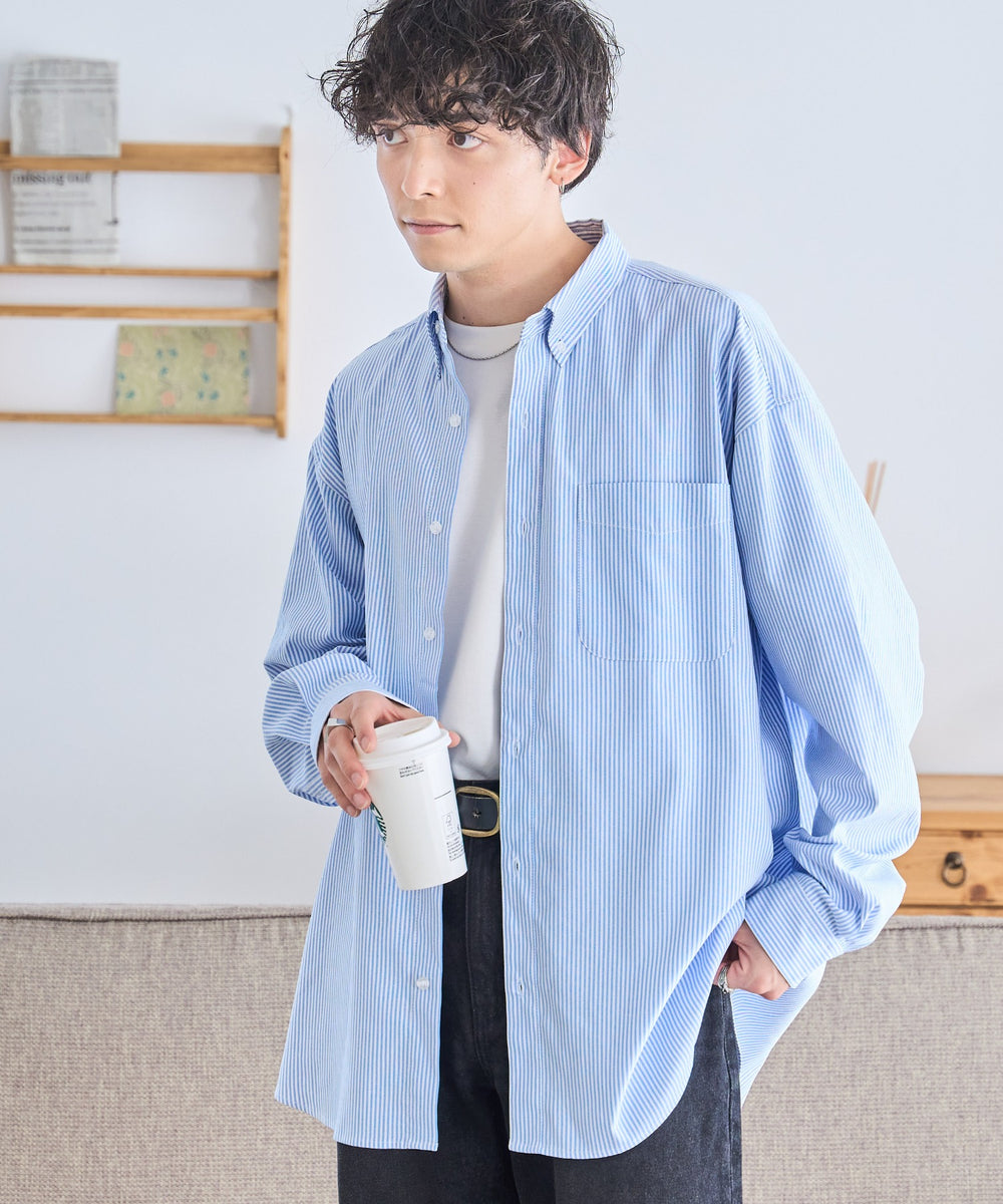 ブルー系ストライプ  モデル：175cm L着用