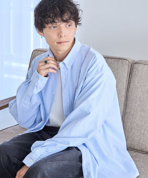 ブルー系ストライプ  モデル：175cm L着用