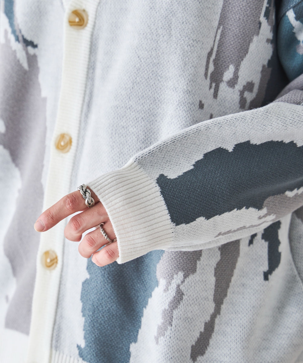 オーバーフィットパターンカーディガン